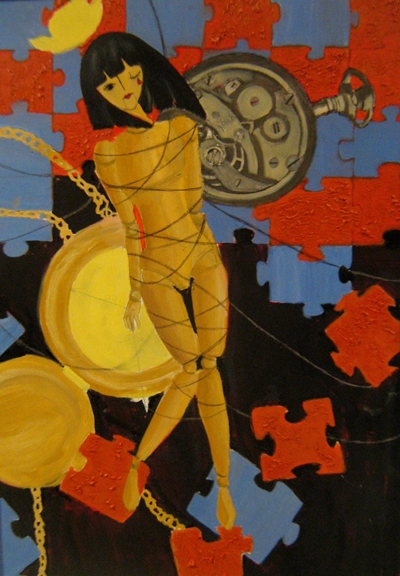 Tranh sơn dầu của em Đàm Thư, 13 tuổi.